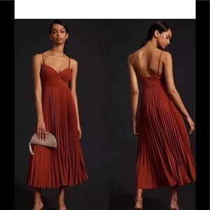 Anthropologie red midi dress